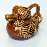 Pitcher - duck-shaped vase in shiny Sarreguemines enamel slip.