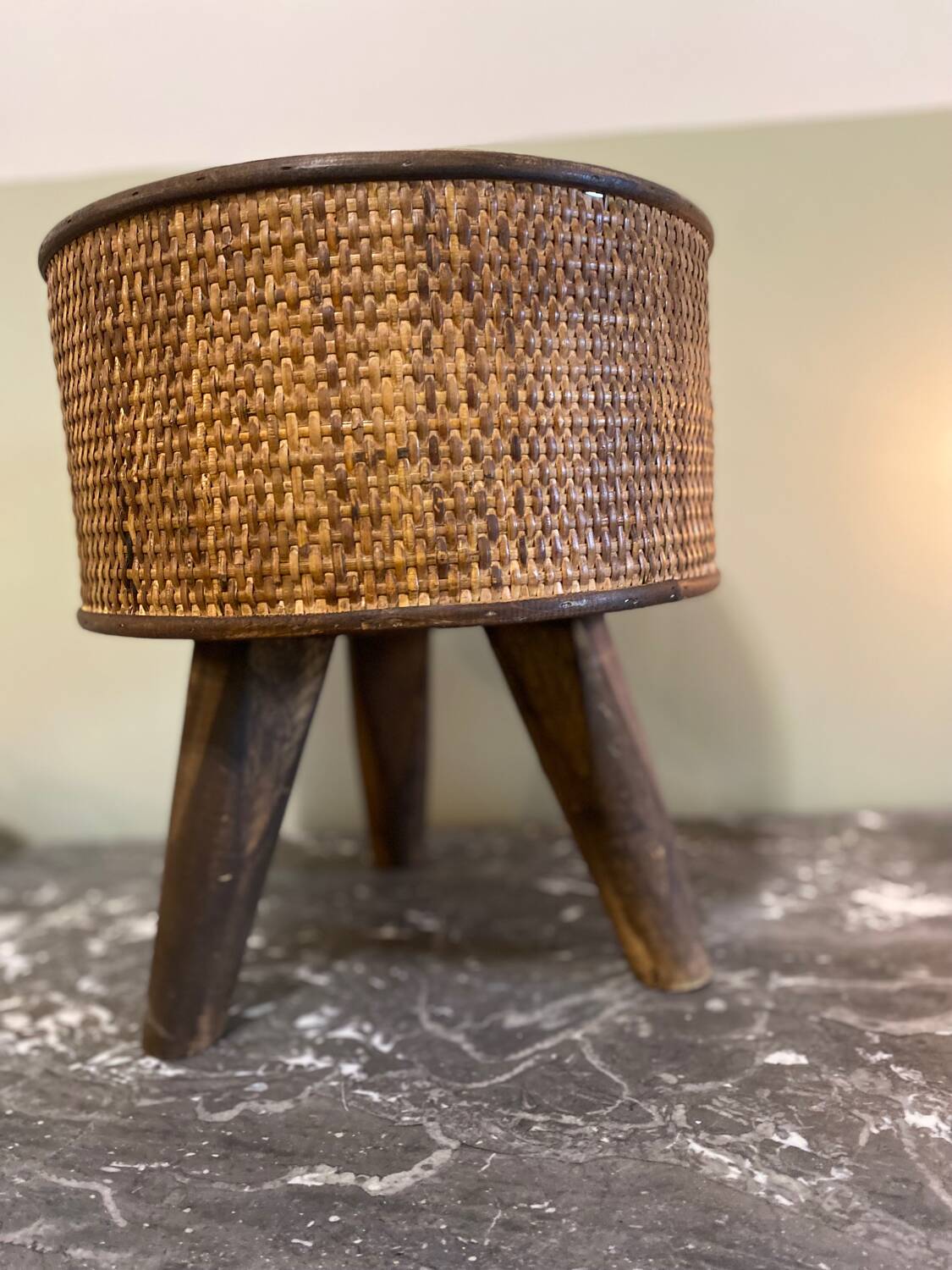 Wood and wicker stool
