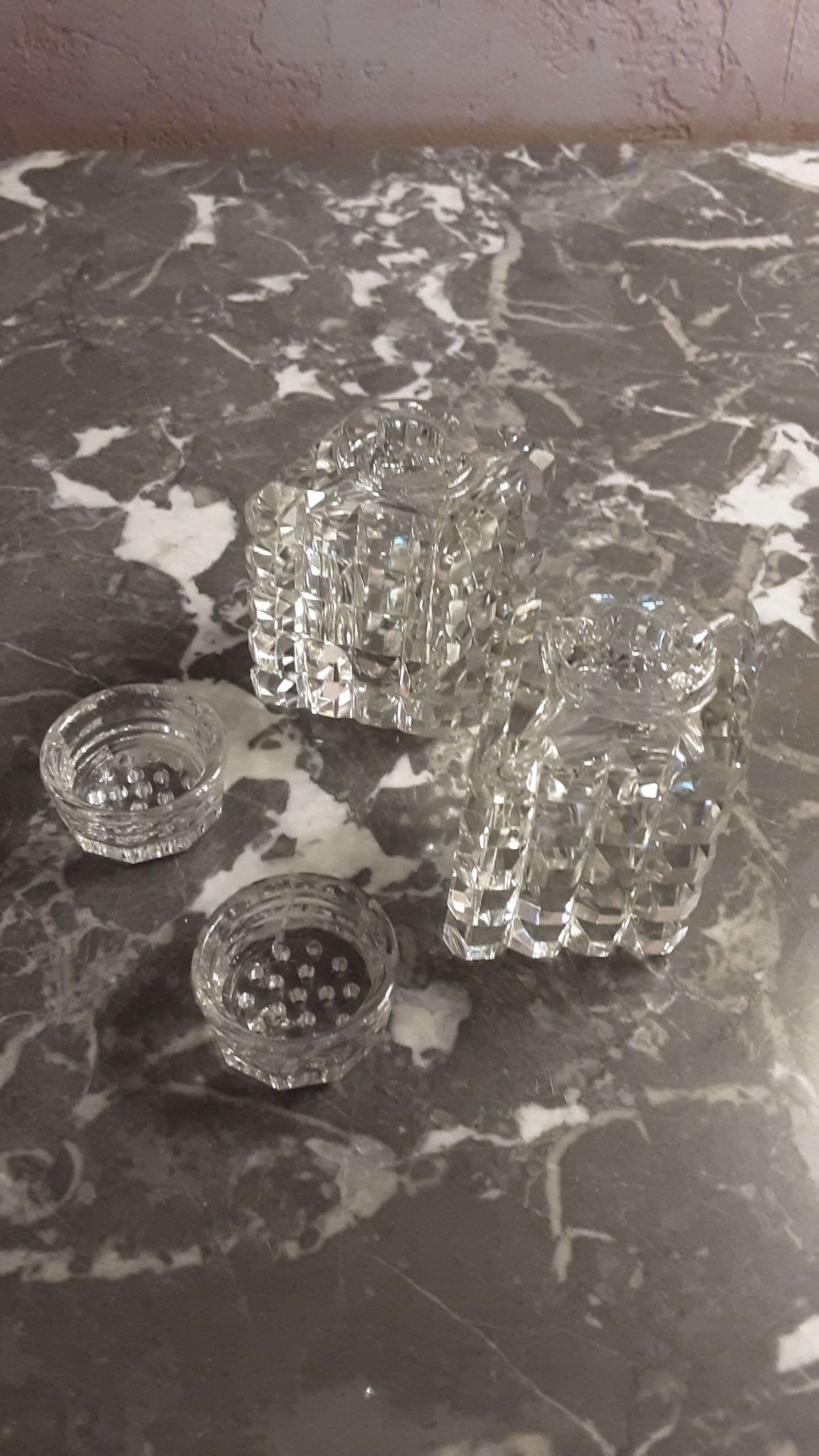 Cut crystal pepper salt shaker - vintage