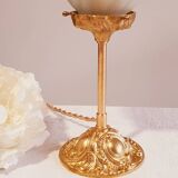 Vintage tulip and brass globe-laying lamp