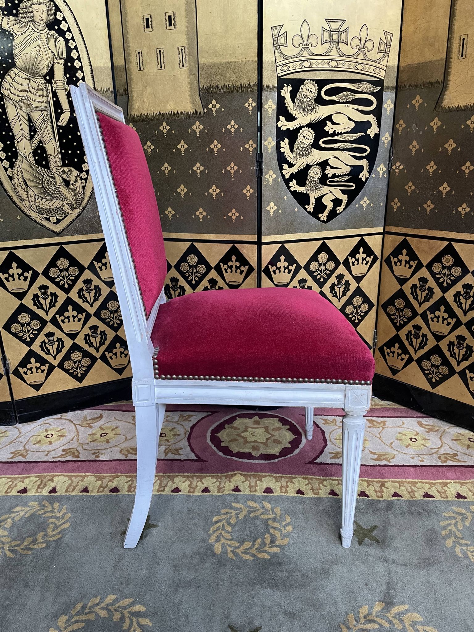 Suite of 6 louis XVI style chairs red velvet