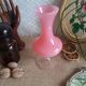 Pink opaline soliflore vase and vintage transparent foot