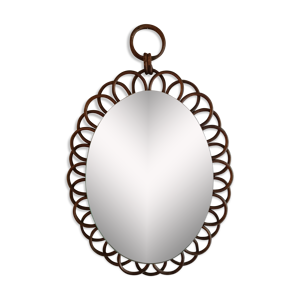 miroir en rotin vintage