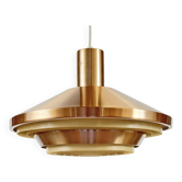 Copper colored aluminum pendant light from Lyskaer belysning. Denmark 1970s