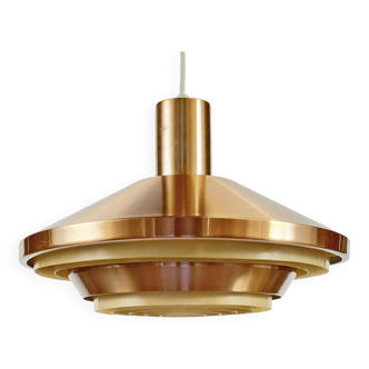Copper colored aluminum pendant light from Lyskaer belysning. Denmark 1970s