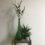 Italian carafe in green empoli glass with bubble pattern