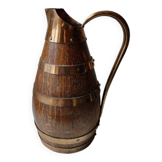 Copper oak cider pitcher signed Gerard Laffitte Meilleur Ouvrier de France 1933