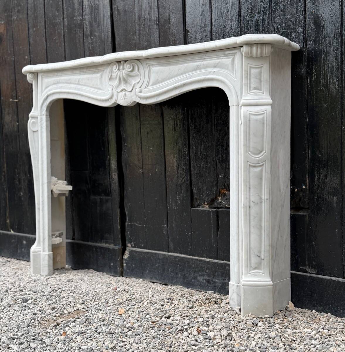 Louis XV style fireplace in Carrara marble circa 1980