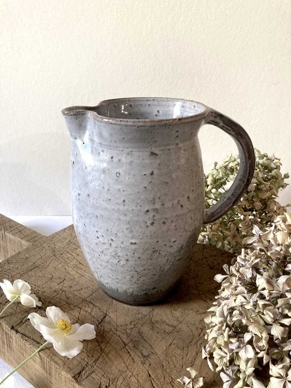 Light blue-grey glazed stoneware jug/pitcher