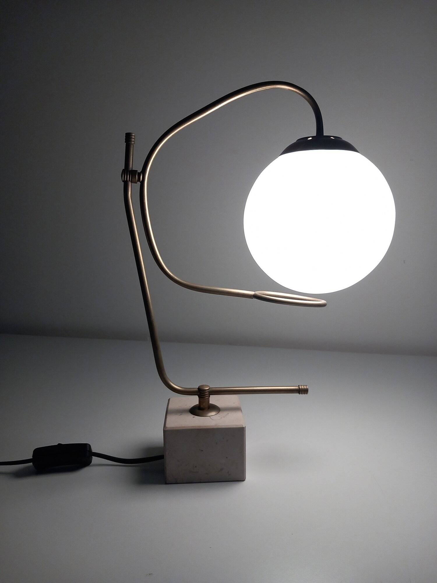 Large Vintage Table Lamp • Marble Base • Brass • 1970-1980