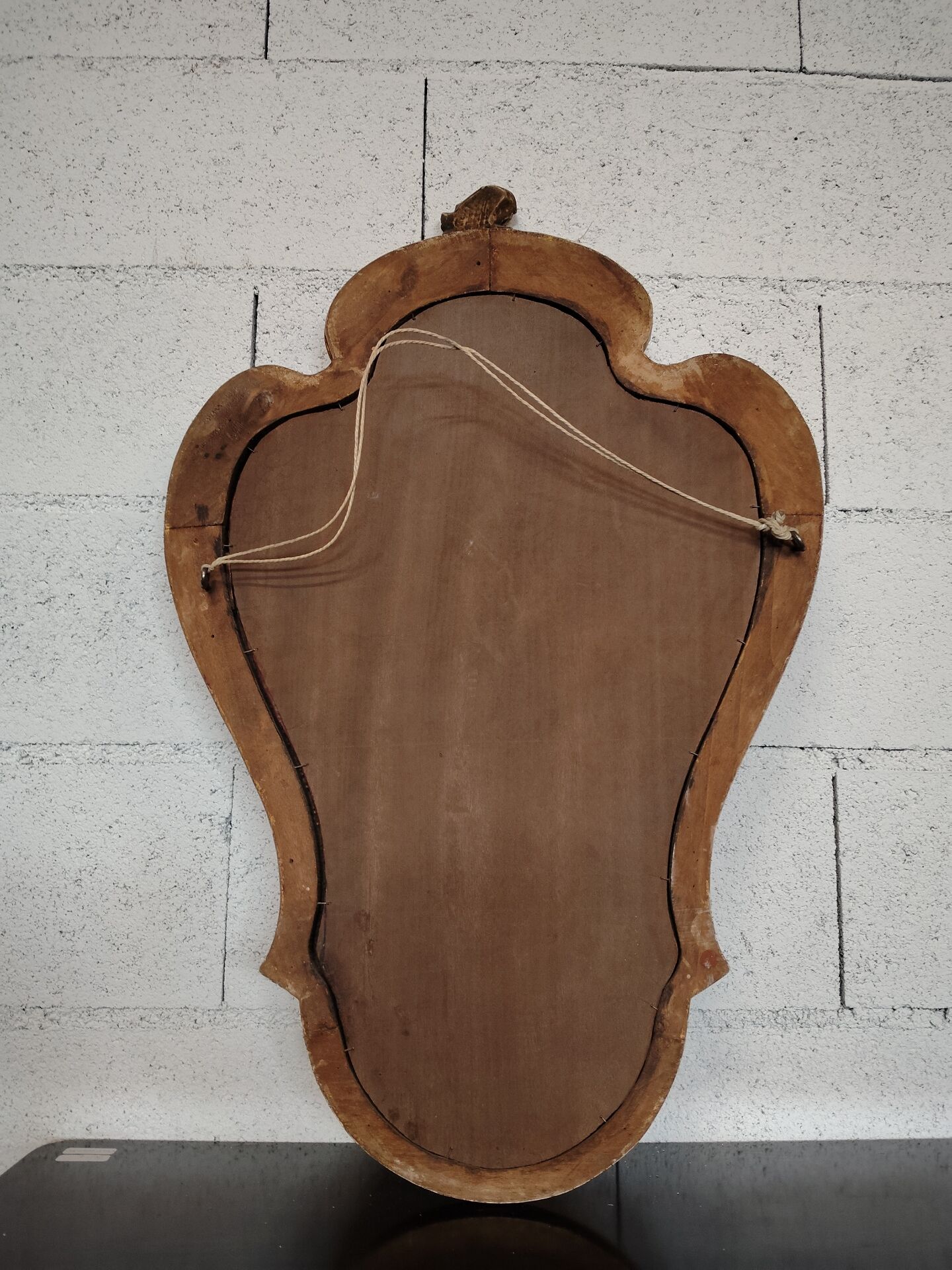 Rococo Style Mirror in Gilded Wood with Sculpted Pediment