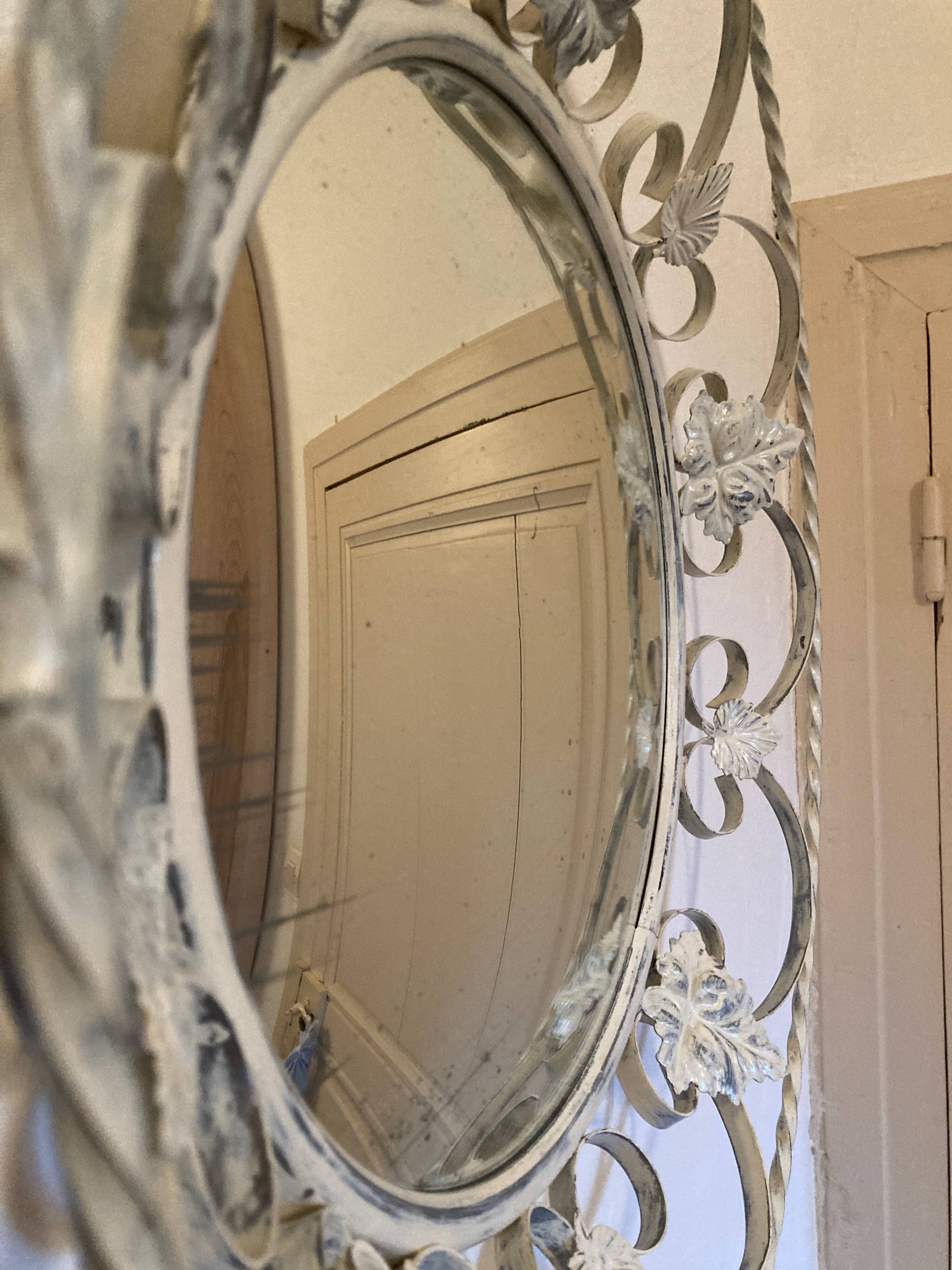 Wrought iron convex mirror, England, 1950s