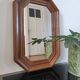 Vintage octagonal mirror in moulded oak – Belgium, circa 1970/1980