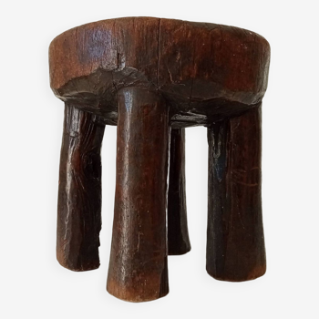 Brutalist Sénoufo stool vintage 70s