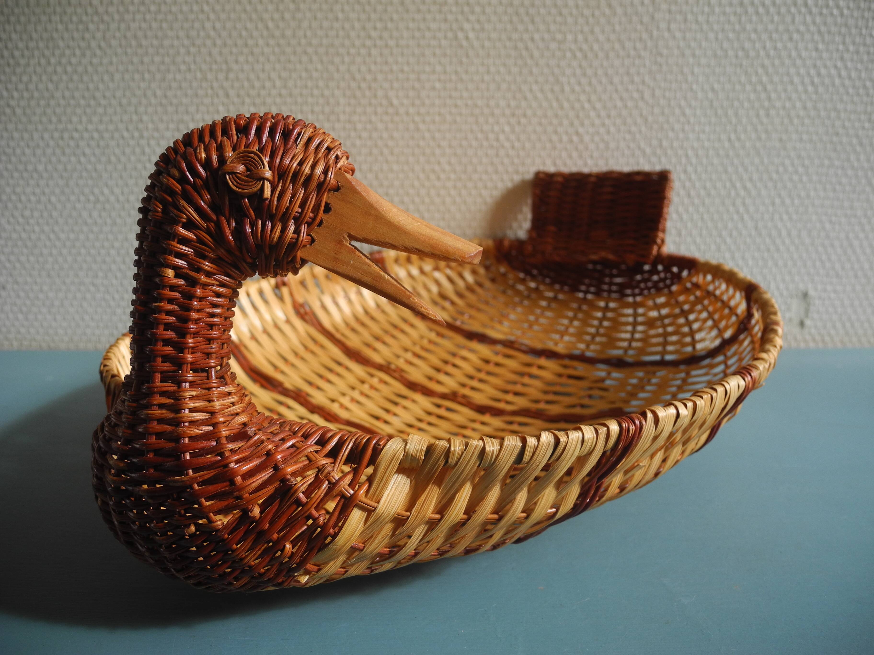 vintage wicker duck basket rattan basket