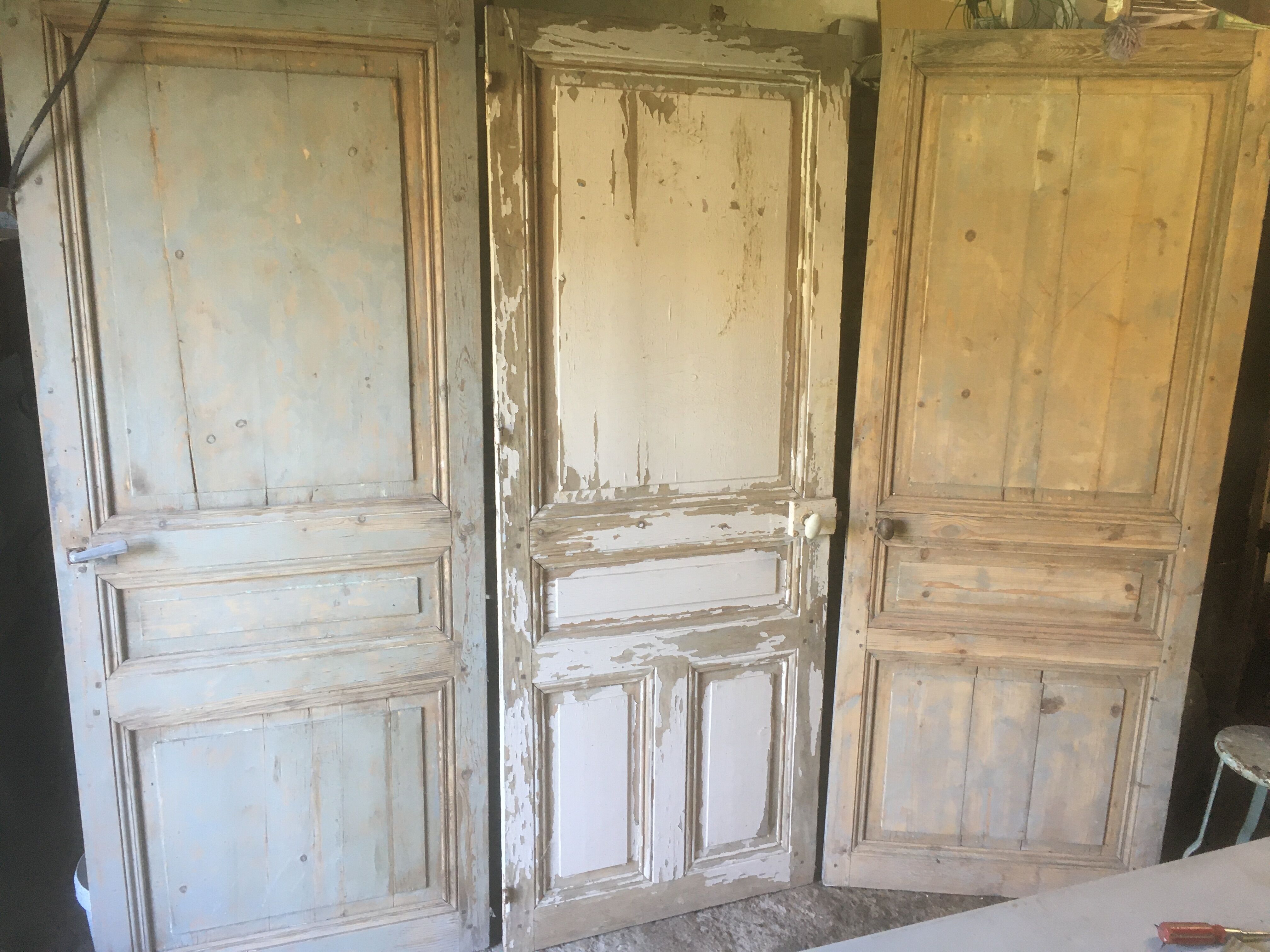 Pine door patinated by time