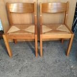 Regain - Pair of elm chairs with straw seats