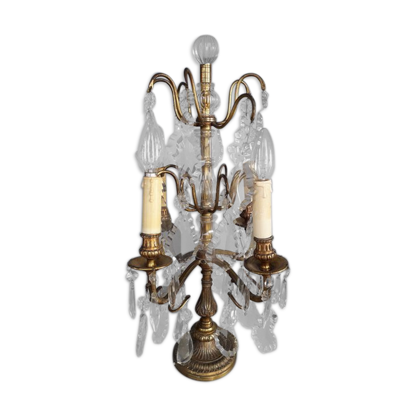 Candelabra bronze and crystal XIXem