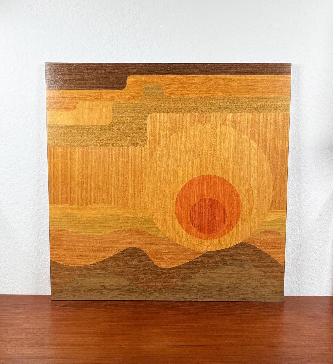 Mid-century wood veneer intarsia wall panel, 1960s
