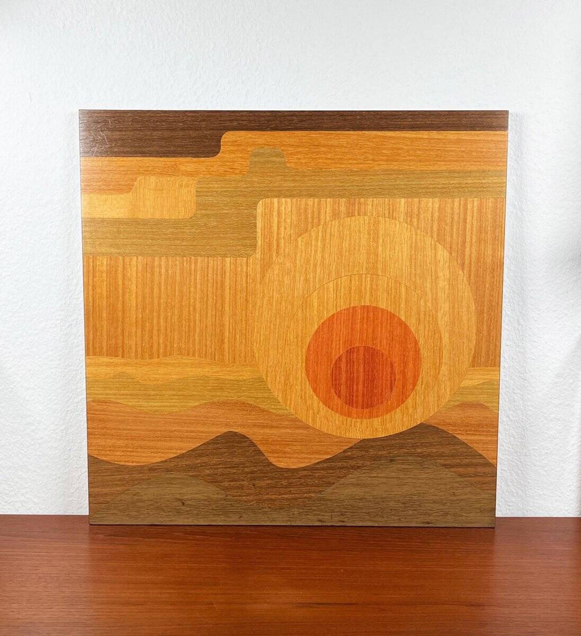 Mid-century wood veneer intarsia wall panel, 1960s