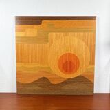 Mid-century wood veneer intarsia wall panel, 1960s