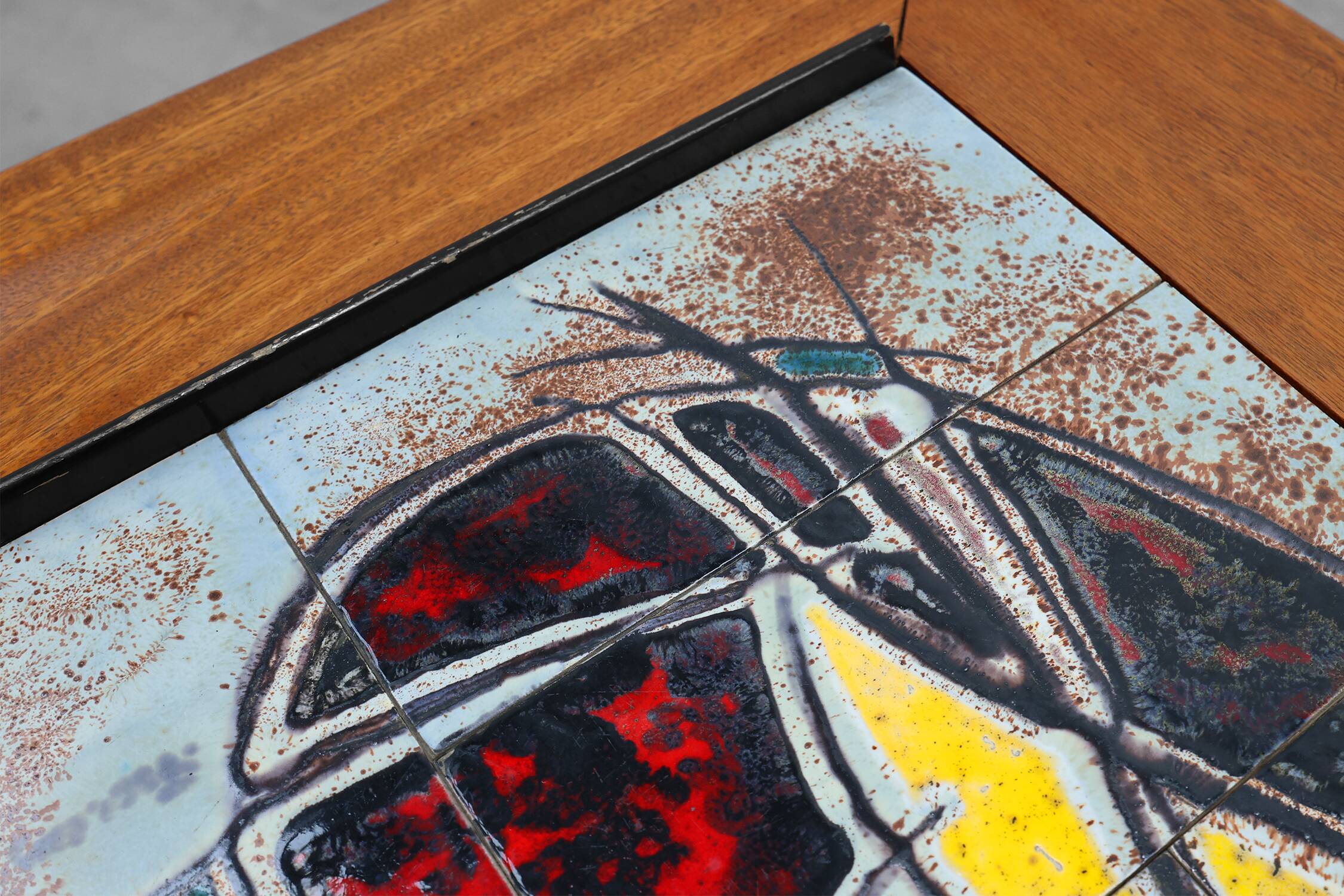 Coffee Table model 210, teak wood and ceramic,by Alfred Hendrickx, Belform