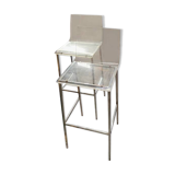Set of 2 transparent Plexiglas bar chairs, chrome legs