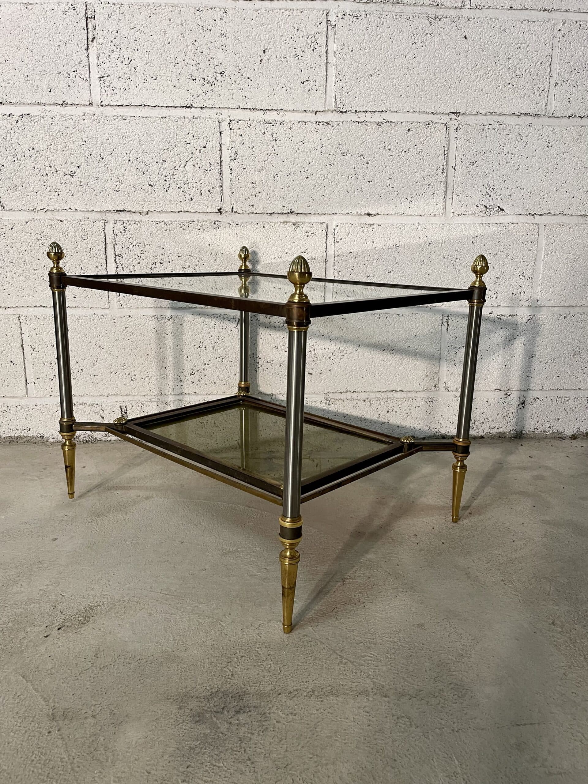 Brass, steel and patinated brass sofa end 1960