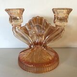 Paire de bougeoirs en verre irisé art déco