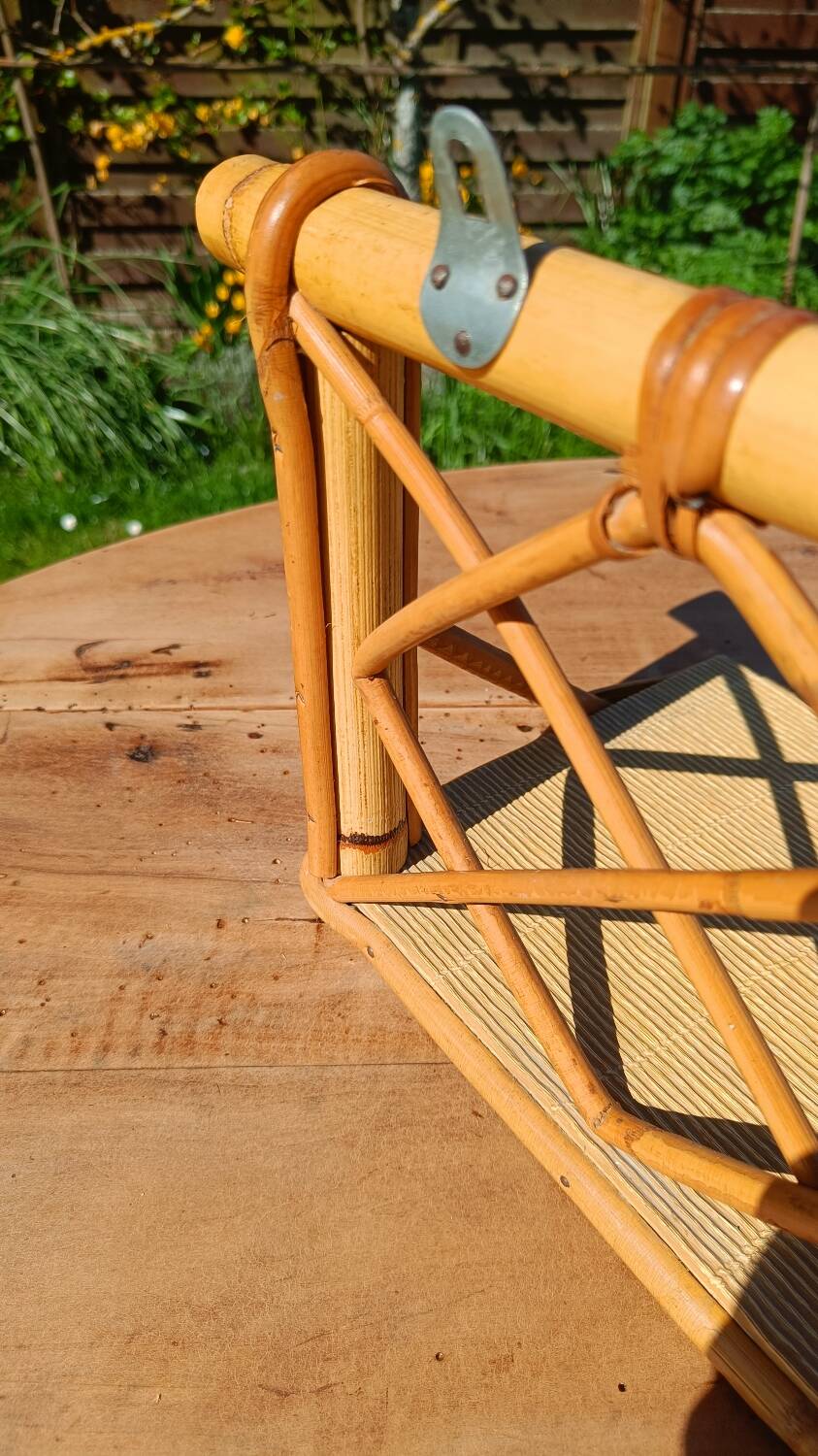 Small vintage wall shelf in bamboo and rattan – 1970s