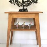 1950 compass foot pedestal table in light wood, side table, side table