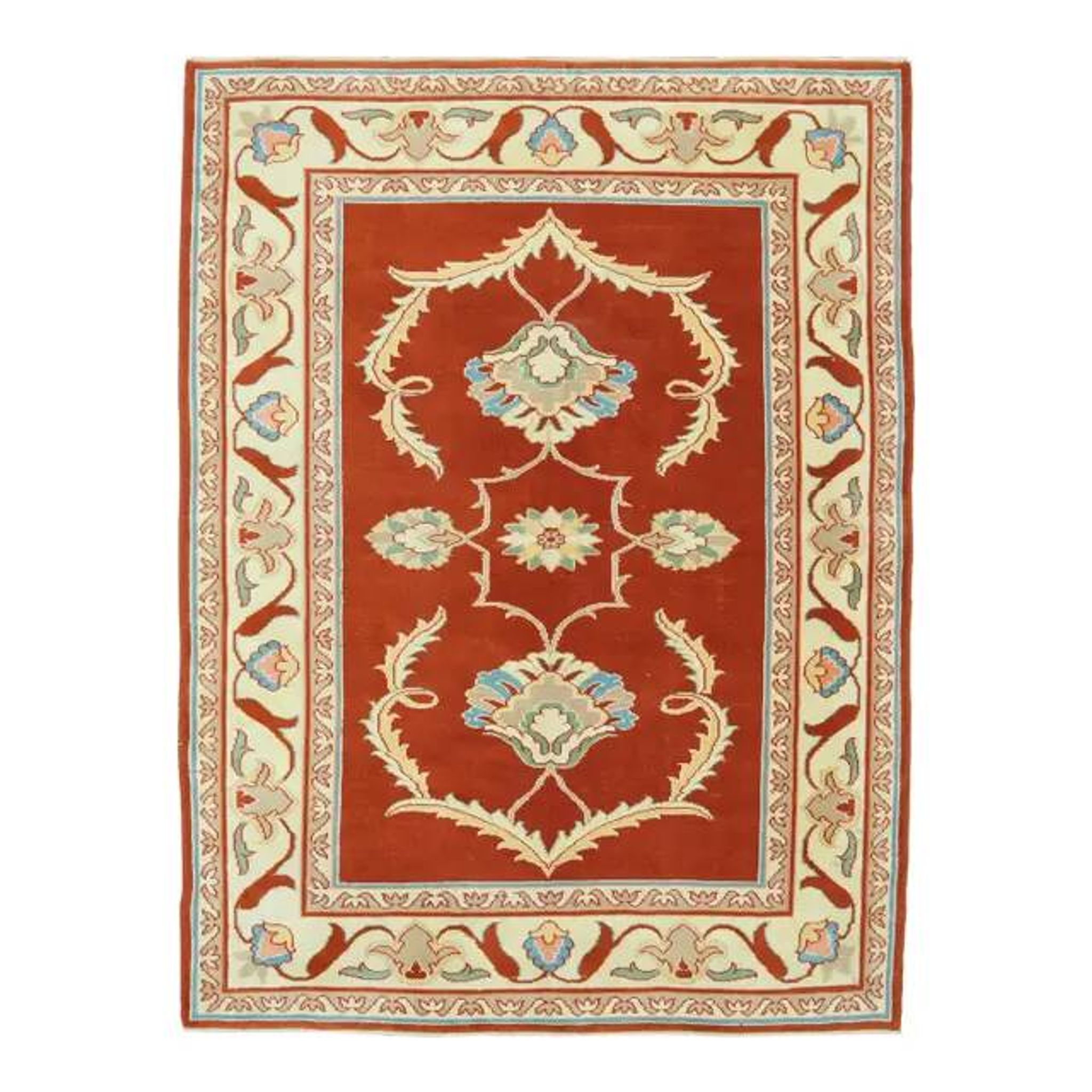 1970s Vintage Turkish Oushak Handmade Wool Cotton Orange Area Rug 173x230
