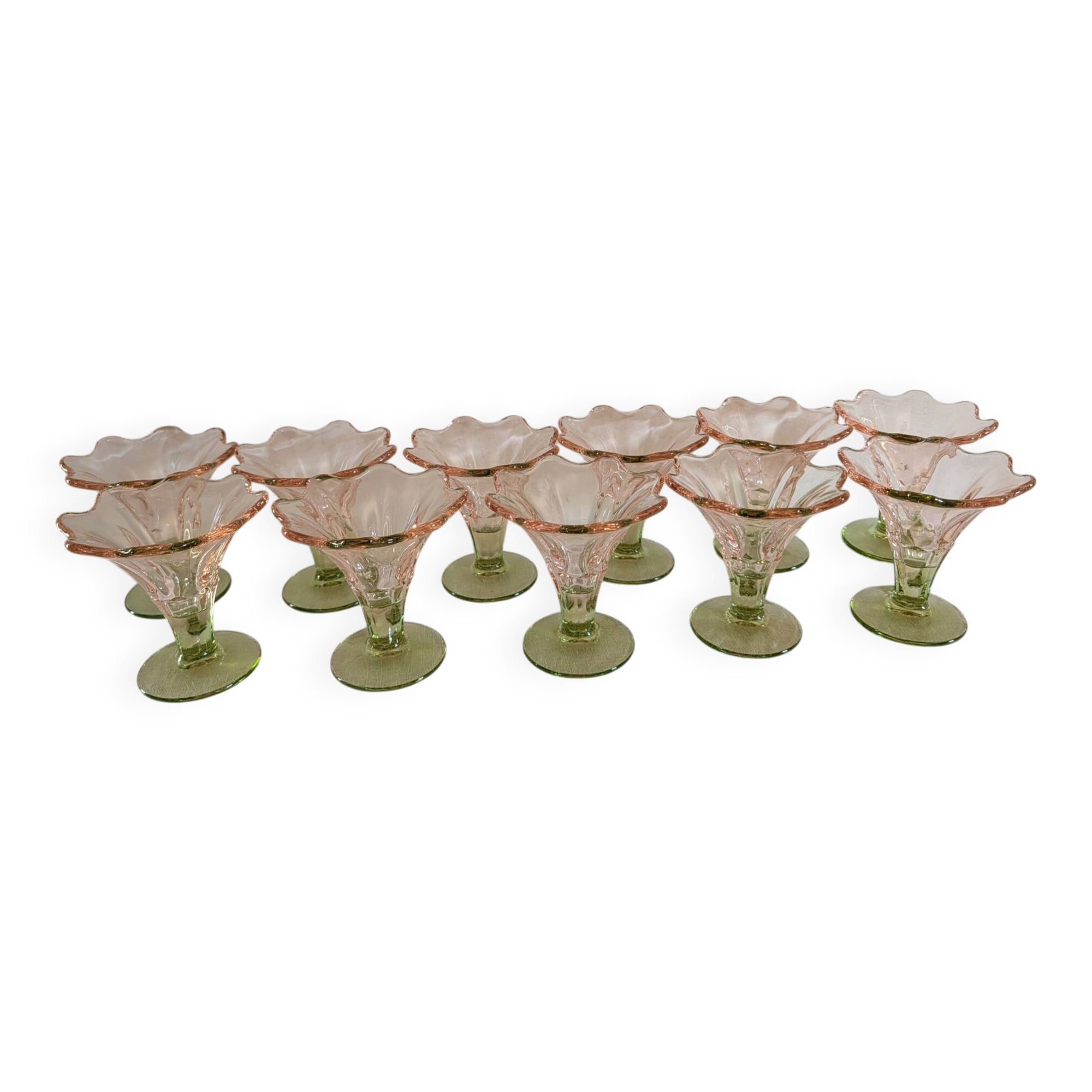11 two-tone La Rochère cups, 1960s-70s