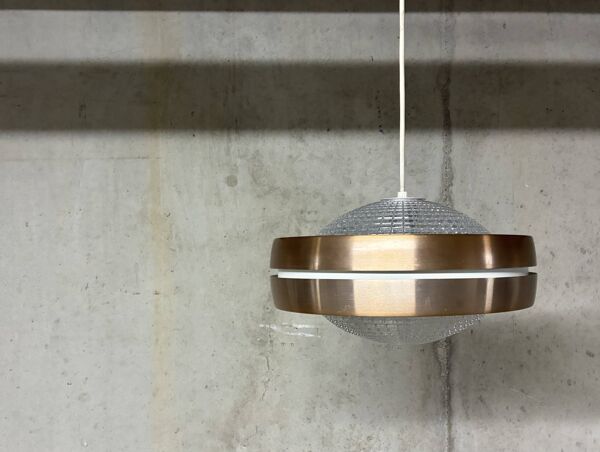 Suspension Raak Amsterdam aliminium anodisé et cristal vintage années 60