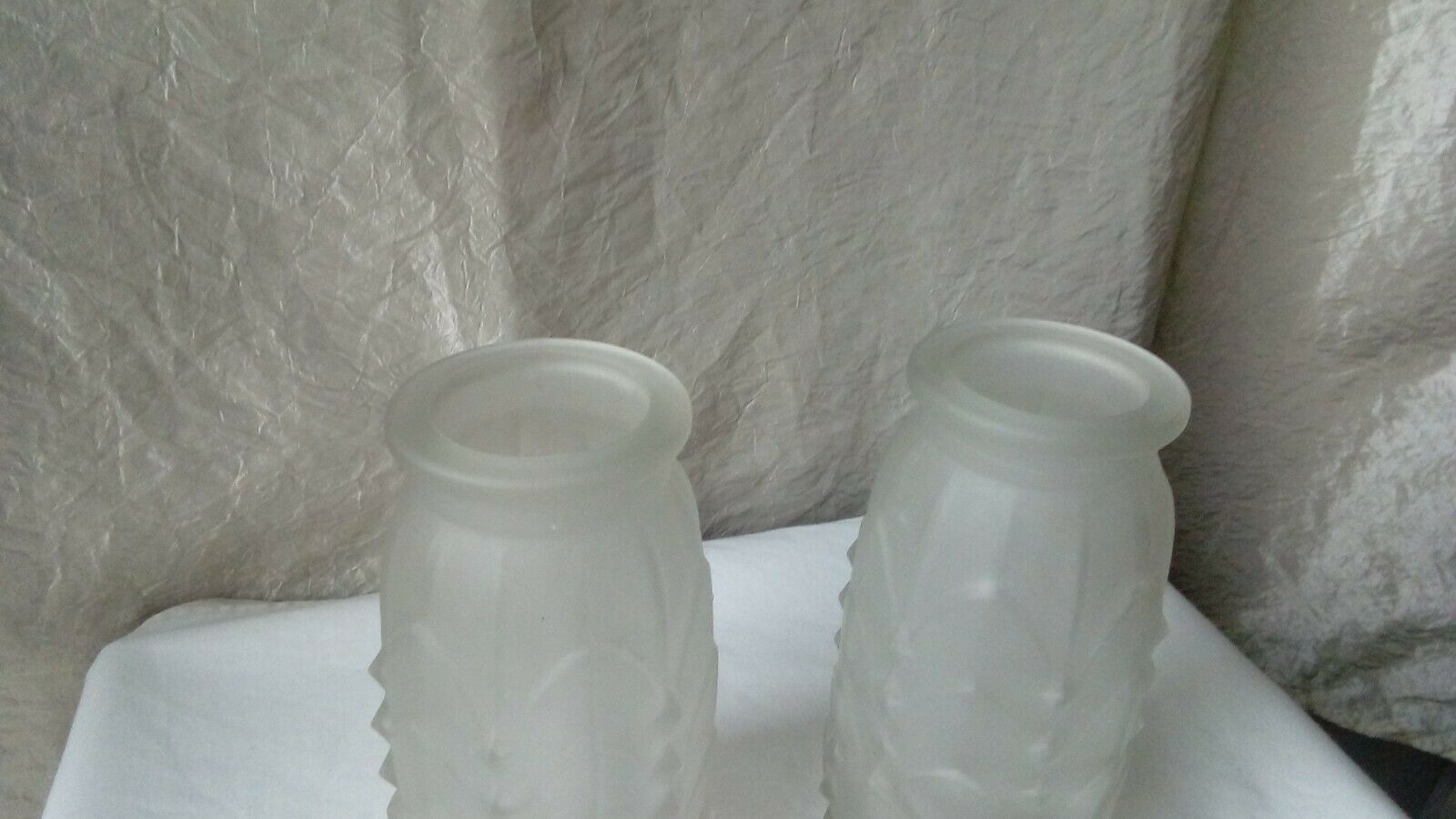 Pair of glass vases frost compress epoque art deco