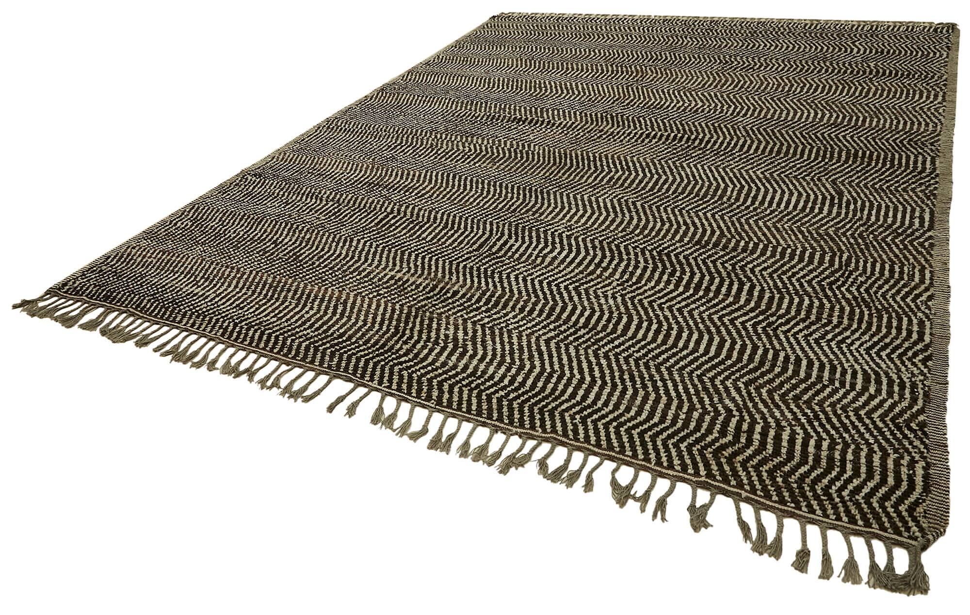 Hand-Knotted Turkish Contemporary 303 cm x 396 cm Brown Wool Carpet
