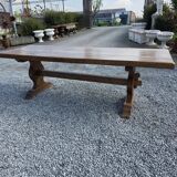 Solid oak monastery table, 243cm L