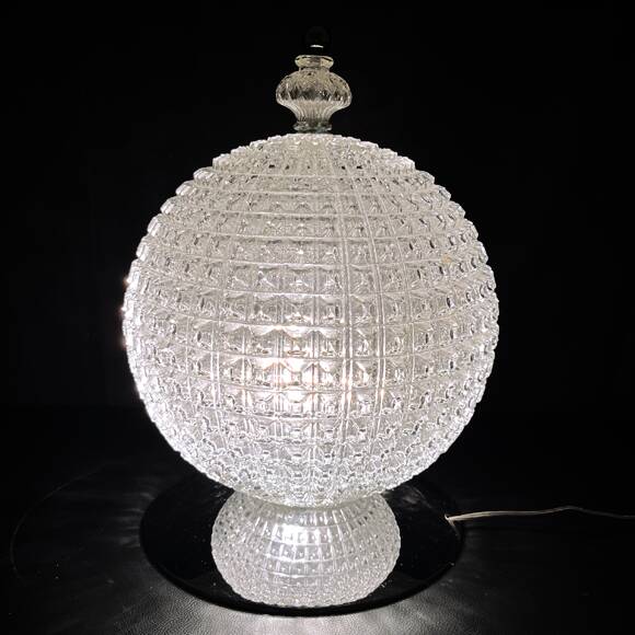 Pair of large 38 cm molded glass lamps, 1960