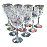 Set of 10 new Lorraine crystal wine glasses.