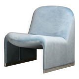 Giancarlo Piretti Alky Lounge Chair Sky Blue Velvet for Anonima Castelli