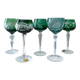 Collection de 5 verres à vin coloré, nuances de vert