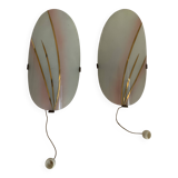 Pair of vintage 1960s opaline brass petal wall lights - 21 cm