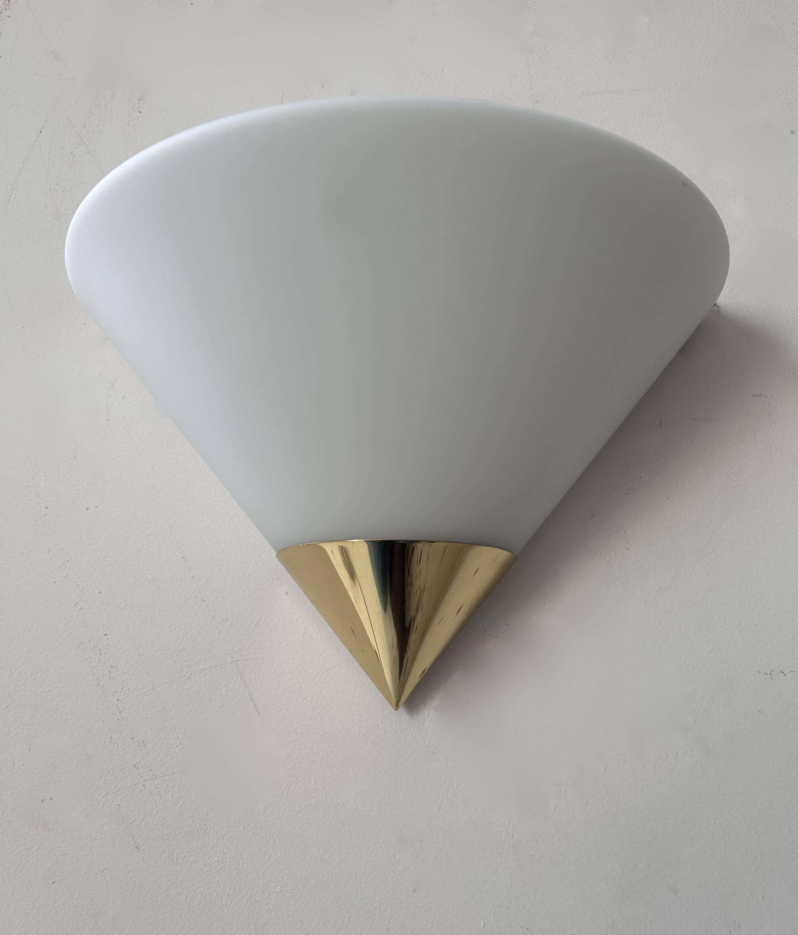 Vintage wall lamp, opaline and brass, Germany 1980s