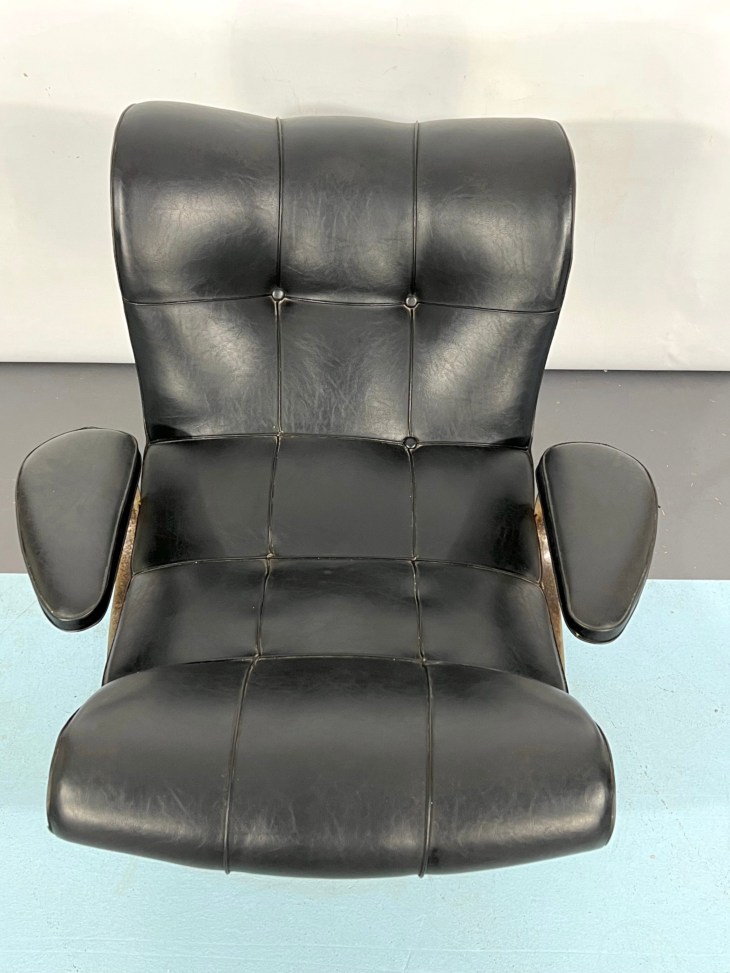 Vintage Italian black swivel armchair from 60s
