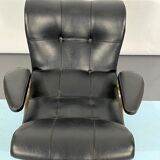 Vintage Italian black swivel armchair from 60s