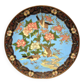 Large plate in cloisonné enamels nineteenth.