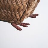 Corbeille à fruits "coq" en osier années 70
