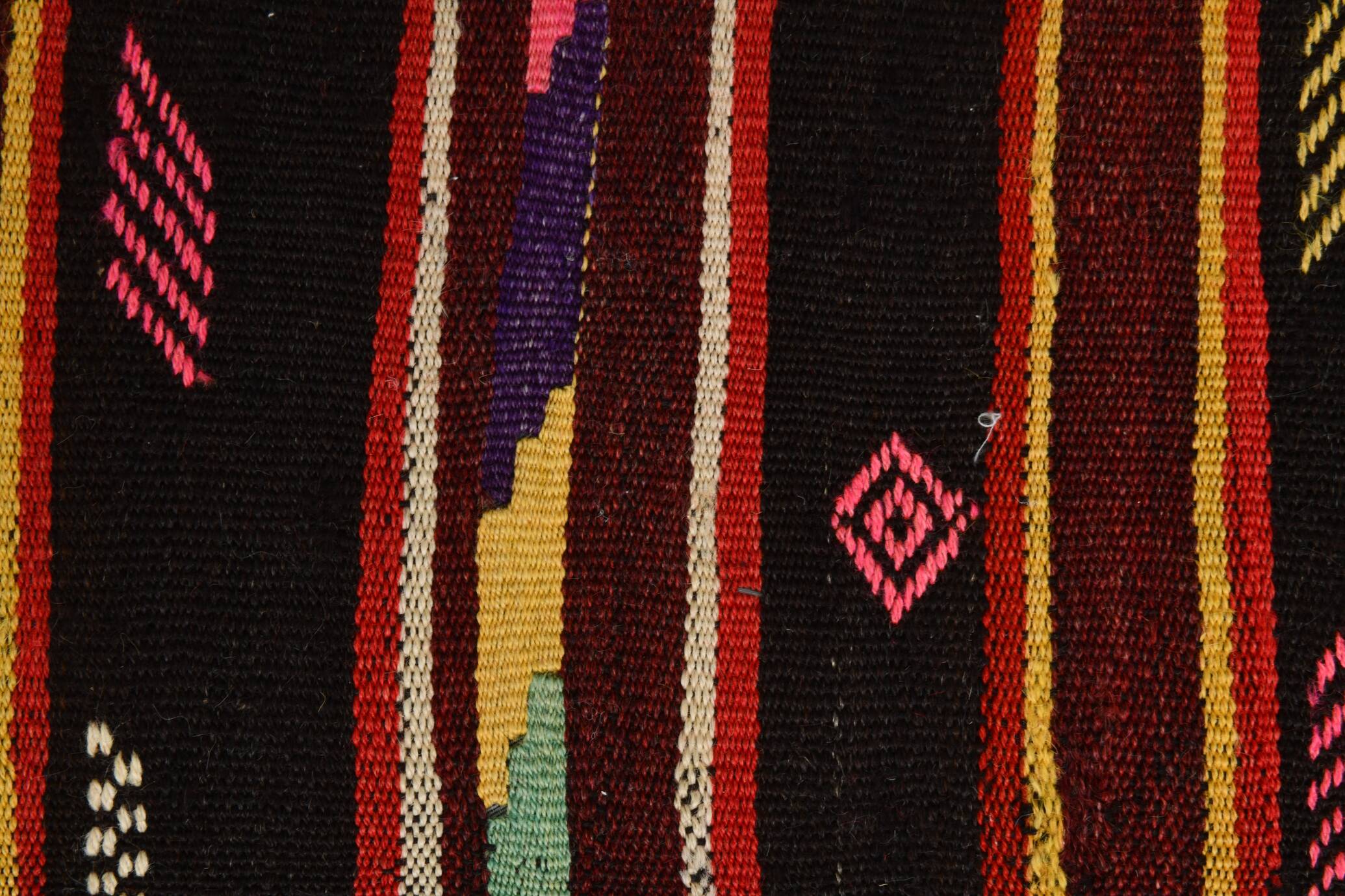 Wine Red Handmade Vintage Kilim Rug, 143x275Cm