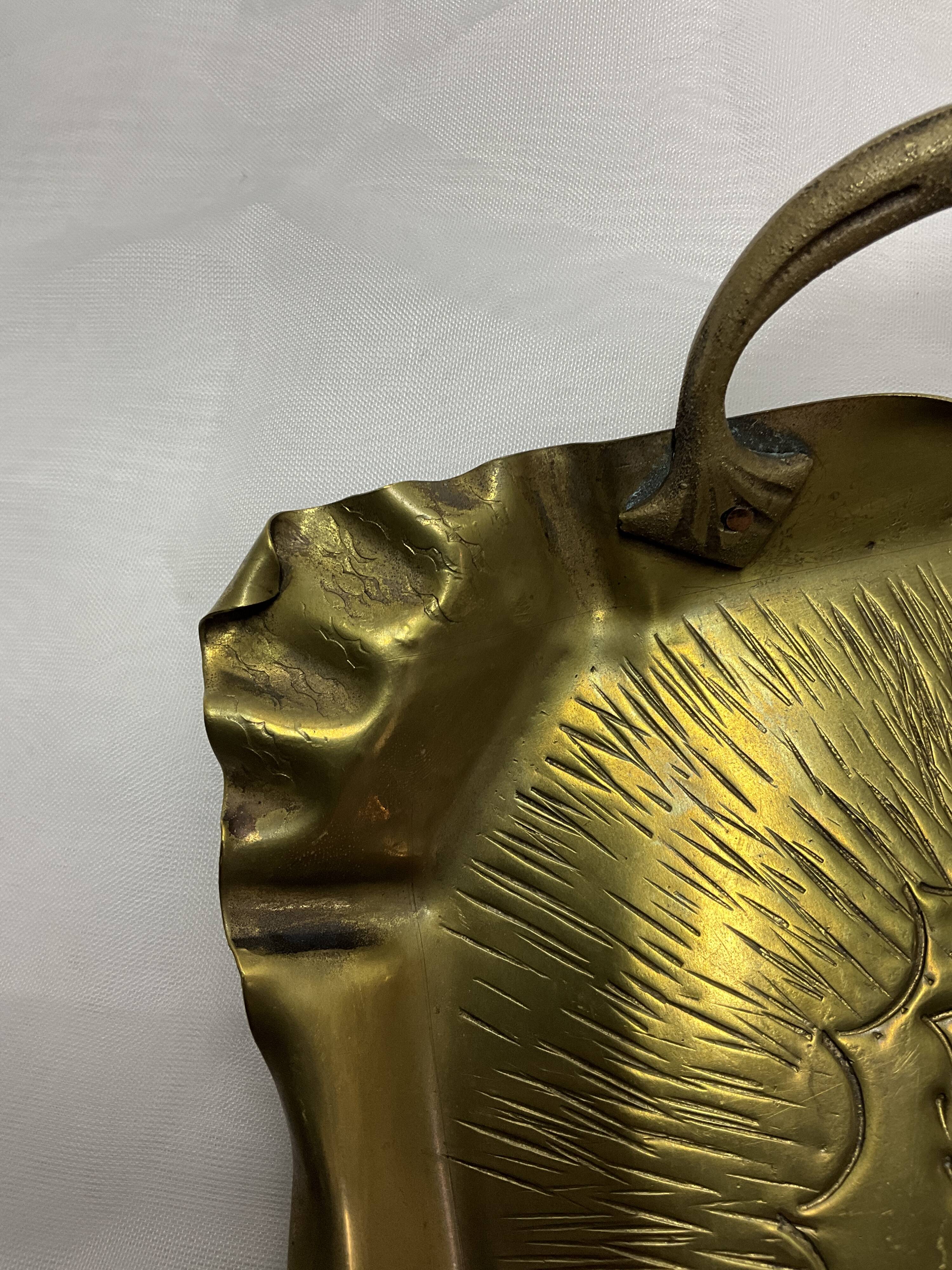 Brass tray with rose pattern