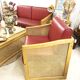 Vintage wooden and cane armchair – 1980s